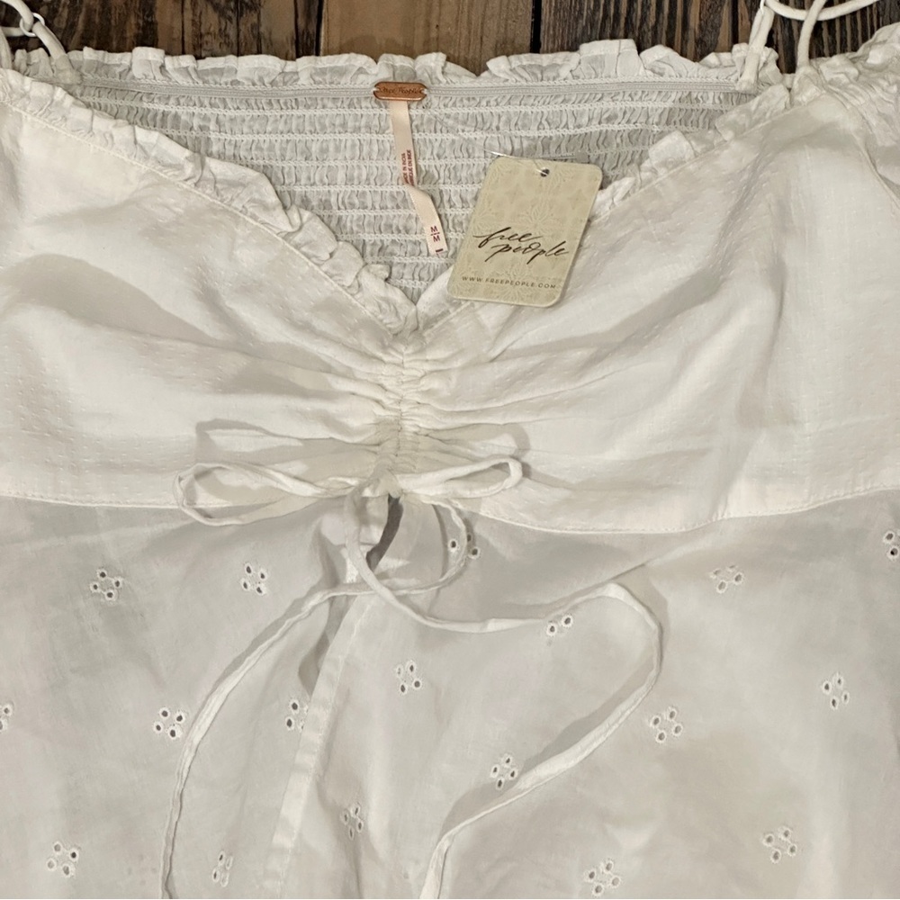 Free People Women’s Ruched Off The Shoulder Cropped Top NWT - Picture 2 of 6